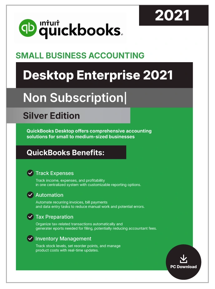QuickBooks Desktop Enterprise 2021 | Lifetime License | No Subscription | 1-User | - Desktop License