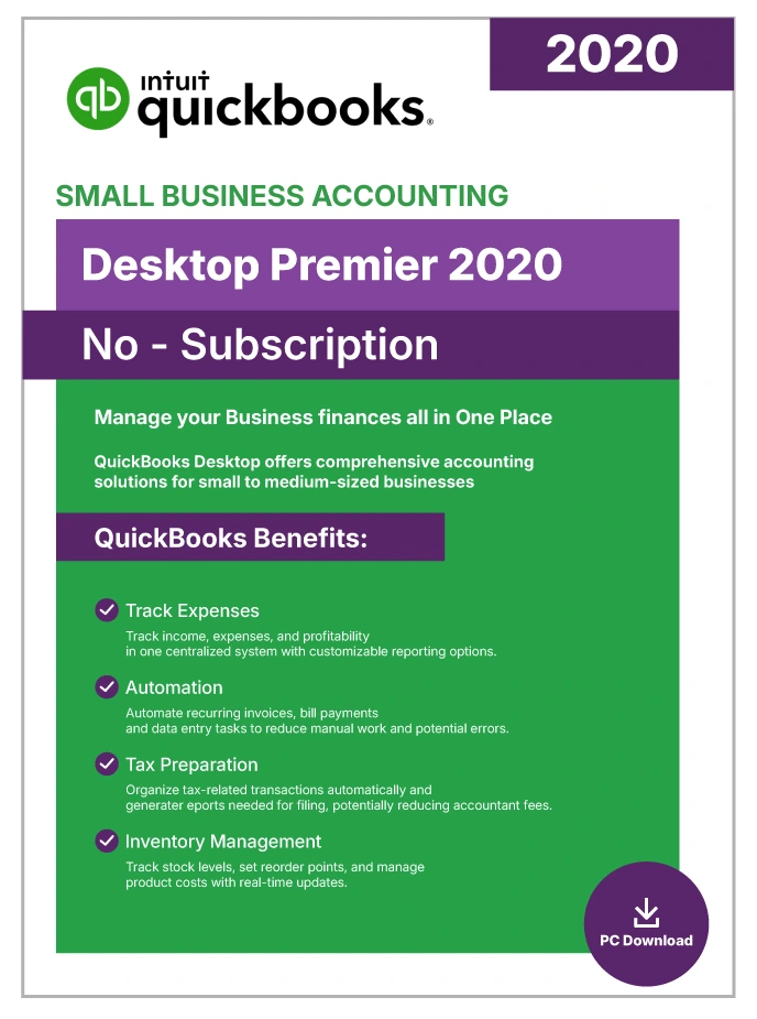 QuickBooks Desktop Premier Accountant 2020 | Lifetime License | No Subscription | 1-User | - Desktop License