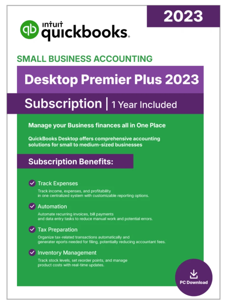 QuickBooks Desktop Premier Plus 2023 – 1 Year Subscription - Desktop License
